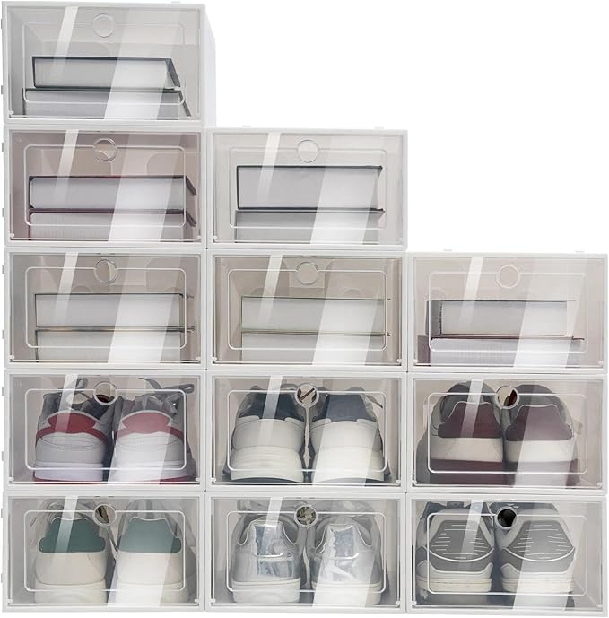 for 24 Pcs Foldable Shoe Storage Box Case Sneaker Container Stackable Organizer
