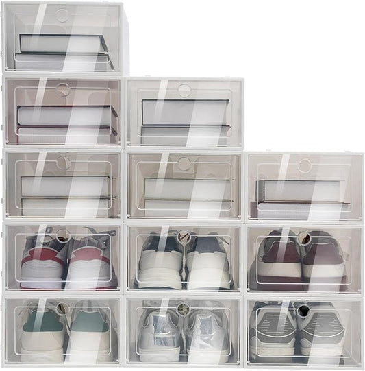 for 24 Pcs Foldable Shoe Storage Box Case Sneaker Container Stackable Organizer