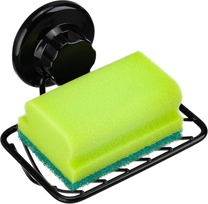 iPEGTOP Super Powerful Vacuum Suction Cup Shower Soap Dish - Strong Rustproof Stainless Steel Soap Saver Sponge Holder for Bathroom & Kitchen Sink, Black- 2 Pack