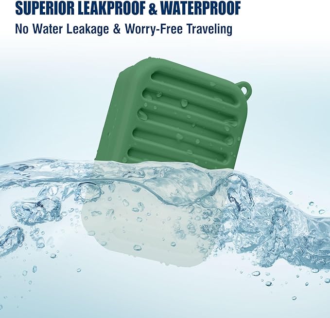 Superior Leak-Proof Silicone Travel Soap Case with Drainage Lid/Layer, Compact Bar Soap Container, Durable Soap Holder for Camping, Gym, and Travel Size Toiletries (Mint Green)