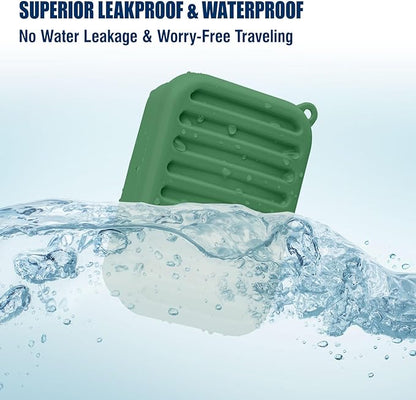 Superior Leak-Proof Silicone Travel Soap Case with Drainage Lid/Layer, Compact Bar Soap Container, Durable Soap Holder for Camping, Gym, and Travel Size Toiletries (Mint Green)