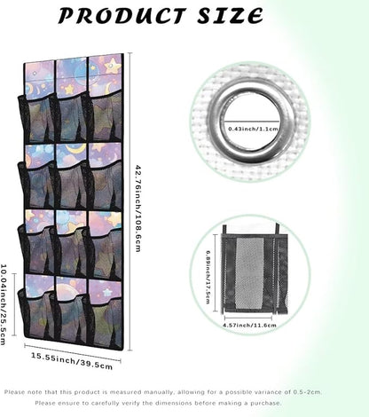 Candy Colored Behind Door Organizer Mesh Fabric Moon Over The Door Shoe Organizer for Closet Stars Wall Hanging Storage Easy to Install Shoe Holder Hanger