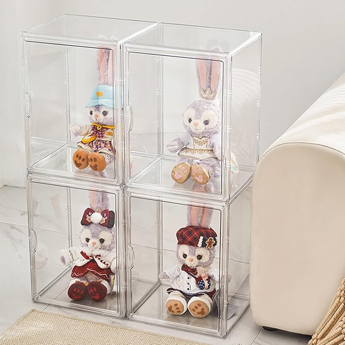 Clear Plastic Stackable Storage Bins, Clear Shoe Box, Dustproof Book & Cosmetic Display Cases, Large Figures Collectibles Showcase, Shoe Storage Boxes, Bag Organizer (2, TransparentXL-2 Pack)