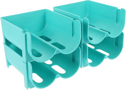 Zerodeko 4pcs Stackable Storage Rack for Soda Wine and Beer Organizer for Fridge Pantry and Countertop Space-Saving Drink Holder