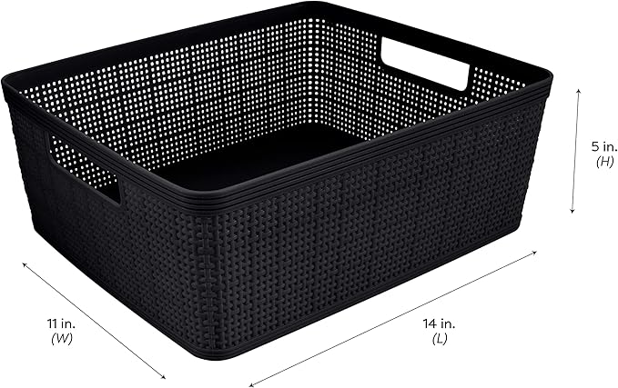 Simplify 10 Piece Organizing Set | Multiple Size Bins | Multipurpose | Office | Desk | Dorm | Bathroom | Storage Basket | Small Items | Accessories | Black