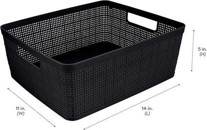 Simplify 10 Piece Organizing Set | Multiple Size Bins | Multipurpose | Office | Desk | Dorm | Bathroom | Storage Basket | Small Items | Accessories | Black