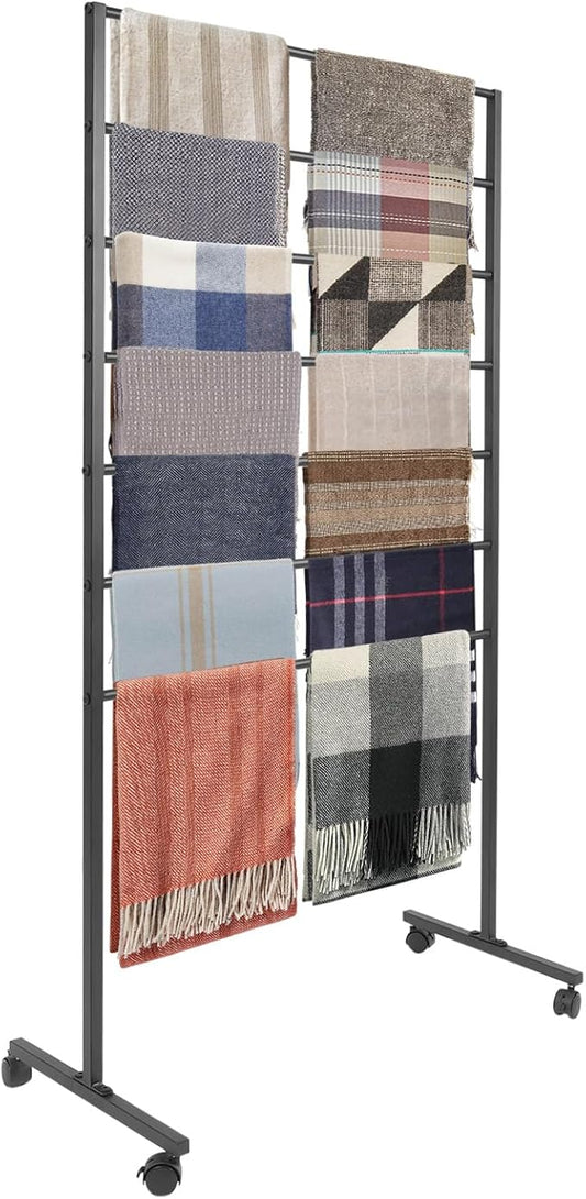 Scarf Organizer, Scarf Display Stand, 7 Tier Metal Scarf Holder Organizer, Floor-standing Scarf Rack for Commercial or Home, Hijab Stand RackTies Belt Pants Hanging Rack