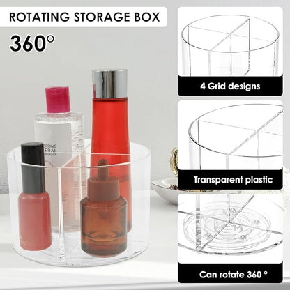 Drink Packet Organizer - Rotating Lazy Susan Organizer, Clear Drinks Mix Packet Holder with 4 Compartments, Water Packet Storage for Counter Top Drink (2PCS)
