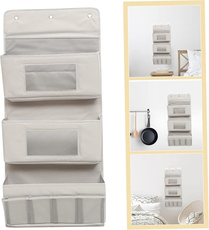Door Storage Organizer Foldable Hanging Storage Pouch with Hooks Gray 40x90cm for Boys and Girls Room and Dormitory Organization