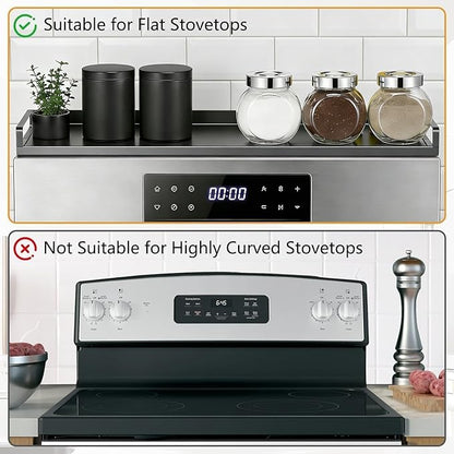 AWOKE Magnetic Over the Stove Shelf, 16" to 30" Extendable Steel Spice Rack for Back of Stove, Above Oven Storage Organizer, Stove Top Shelf for Kitchen Range, Heat Resistant Ledge for Spices & Oils