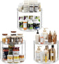 LAMU 3 Pack 2 Tier Lazy Susan Turntable Organizer 9.25'' Rotating Spice Rack Organization for Cabinet, Kitchen, Pantry, Countertop, Bathroom, Vanity, Medicine Cabinet Organizer, Clear