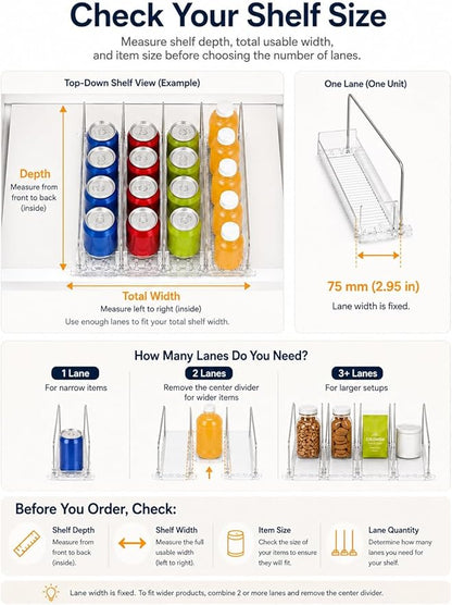 Self-Weight Sliding Shelf Beverage Organizer,Front-Facing Fridge Can Dispenser,Adjustable Rolling Tray for Retail Display(75x440 mm)