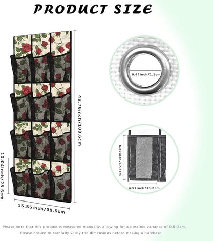 Rose Over the Door Shoe Organizer 12 Large Mesh Pockets Shoe Storage Organizer Sturdy Oxford Hanging Shoe Organizer for Closet