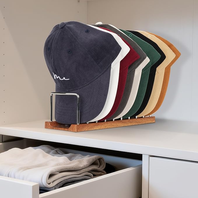 Hat Organizer for Baseball Caps - 14 Caps Organizer , Anti-Tip Stainless Steel Hat Rack & Display Stand, No Installation Required Hat Storage for Closet, Bedroom, Vanity (Stainless Steel，2 pack)
