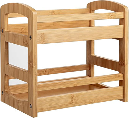 Briful 2 Tier Bamboo Spice Rack Organizer for Countertop, Small Kitchen Shelf for Spices, Coffee Bar, Pantry & Cabinet Organization