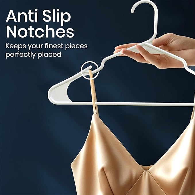 Utopia Home - Plastic Hangers 50 Pack - Space Saving Clothes Hanger - Durable and Strong Closet Organizers and Storage Makes It Ideal Stocking Stuffers or Apartment or Dorm Room Essentials (White)