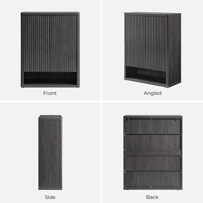 SICOTAS Shoe Cabinet 44 inch Tall Fluted Shoe Cabinet with Doors & 4 Shelves Wooden Large Hidden Shoe Storage Organizer Modern Free Standing 6-Tier Cabinet for Entryway Living Room Closet
