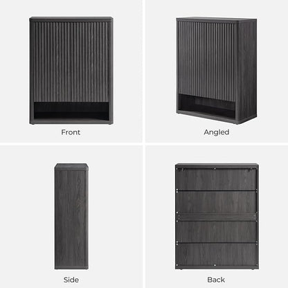 SICOTAS Shoe Cabinet 44 inch Tall Fluted Shoe Cabinet with Doors & 4 Shelves Wooden Large Hidden Shoe Storage Organizer Modern Free Standing 6-Tier Cabinet for Entryway Living Room Closet | Large Storage Organizer