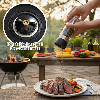 10 Pcs Camping Portable Spice Set Kit with 4 Spice Containers, 4 Sauce Bottles, 1 Pepper Grinder, and 1 Storage Bag for Outdoor Travel, Camping, BBQ, and Picnics