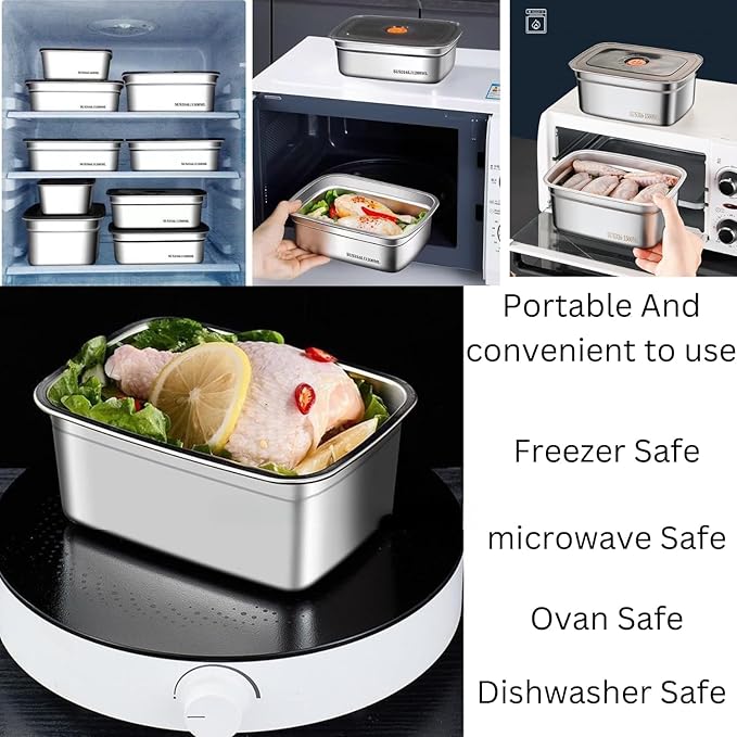Fridge Storage Box 316 Stainless Steel Food Storage Containers | Food Grade, Leakproof Kitchen Organizer | Freshness Locking, Microwavable & Freezer Safe (1500ml Pack Of 01)