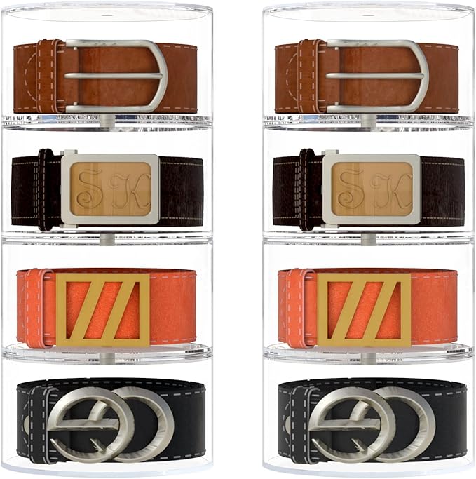 NIUBEE Belt Organizer, Acrylic 8 Layers Belt Case Storage Holder and Display for Accessories like Jewelry,Watch,Bracelets