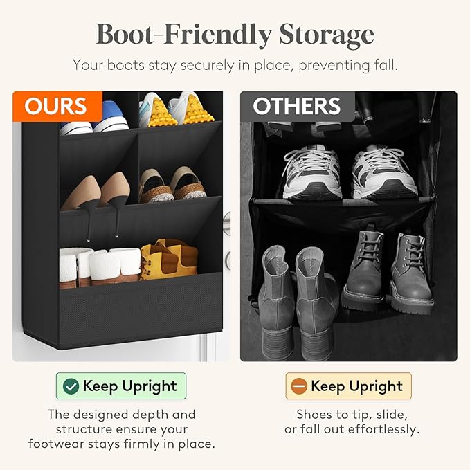Lifewit 6 Tier Over the Door Shoe Organizer with 11 Large Deep Pockets, Fabric Hanging Shoes Shelf for Closet, Dorm Storage, Fit Up to 12 Pair Shoe Rack Holder for Sneakers, Boots, Black