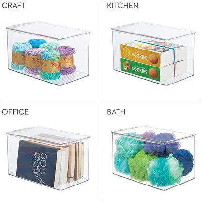 iDesign Stackable Clear Plastic Shoe Boxes with Lids, Storage Shoe Container for Closet, 2-Pack