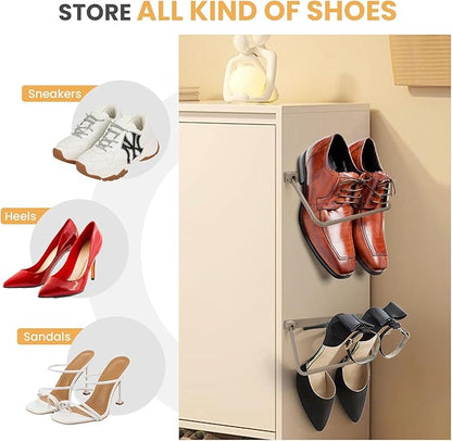 Rv Shoe Rack Wall Mounted 4 Packs-Aluminum Camper Wall Hanging Shoe Rack,Foldable Rv Shoe Organizer Shelf,Effective Shoe Storage Rack for Various Footwear, Travel Trailers And Campers