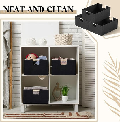 Cinnvoice 1 Pack Fabric Storage Bins for Closet Shelves, Rectangle Wardrobe Organizer with Handle, Collapsible Shelves Storage Basket for Sorting Clothes and Toy (Black,15 x 10.6 x 6 Inch)