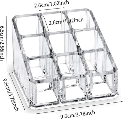 Clear Acrylic Lipstick Lip Gloss Organizer 9 Slots Small Comestic Display Holder for Nail Polish Essential Oil