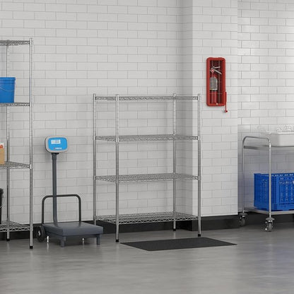 Commercial NSF Listed Chrome Stationary Wire Shelving Kit 21" x 36" x 54", with 4 Shelves Perfect for Warehouse, Walk-in Refrigerator, Freezer, Grocery Store, Restaurant, Dishroom
