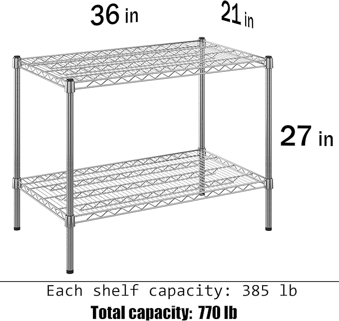 21" Deep x 36" Wide x 27" Height Wire Shelving Kit | 2-Tier | NSF Commercial Storage Rack Unit