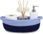 Toilet Paper Basket–Beautiful Blue Woven Bathroom Organizer Toilet Tank Storage Basket, Oval Shelves Rope Cotton Bin with Handles, Decorative Over Bathroom Decor Paper Holder, 13"D x 4.5"H IN