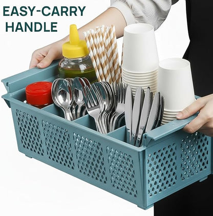 Nicunom Large Flatware Rack, 16" Plastic Cutlery Basket 8-Slot Silverware Organizer for Knives, Forks, Spoons, Utensils, Flatware Dishwasher Basket for Kitchen Restaurant Camping RV