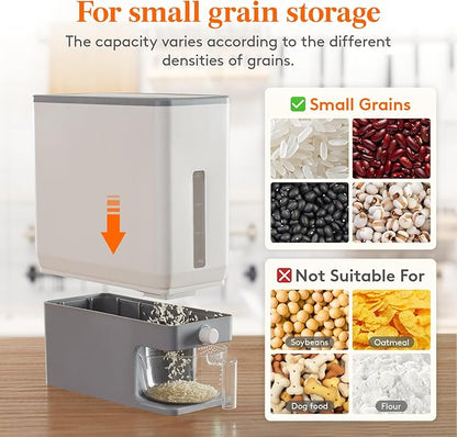 Lifewit 2 Pack Rice Dispenser 25 Lbs(11.3kg), Rice Storage Container Sealed Moisture Proof with Measuring Cup for Kitchen Pantry Household, BPA-Free, Grey