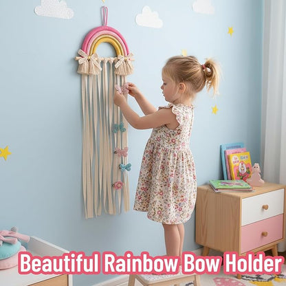 Bow Organizer for Girls, Hairbow Organizers and Claw Clip Organizer, 25x70cm Bow Hanger for Girls Hair Bows, Space-Saving Hair Accessory Storage Solution