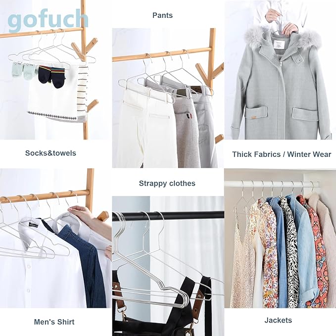 Clothes Hangers 30 Pack - Heavy Duty Stainless Steel Metal Hangers, Ultra Thin Space Saving Wire Coat Hangers with Non-Slip Shoulders (16.5 Inch)