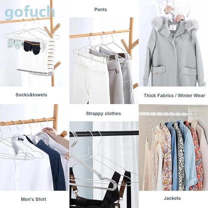 Clothes Hangers 30 Pack - Heavy Duty Stainless Steel Metal Hangers, Ultra Thin Space Saving Wire Coat Hangers with Non-Slip Shoulders (16.5 Inch)