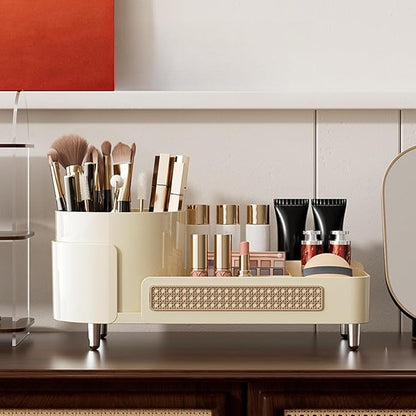 Booklov Rotating Makeup Caddy Organizer for Vanity, Large Capacity Cosmetic Display Case, Countertop Beauty Storage Holder for Skincare, Brush Eyeliner Lipstick, Counter Table Organization, Cream