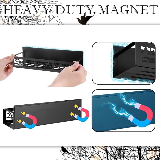 Beeveer 2 Pack Bird Magnetic Spice Rack for Refrigerator Metal Magnet Basket Shelf for Fridge Seasoning Storage Organizers Home Decor Kitchen Accessories