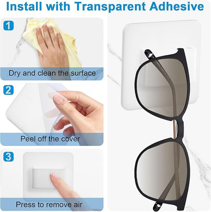 Sunglass Organizer Wall Holder,4 Pack Acrylic Multiple Glasses Display Rack, Eyeglasses Hanging Storage for Home Decor,Office -(White,Short)