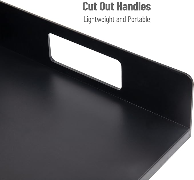 Mind Reader Utensil Napkin and Plate Organizer Tray, Countertop Caddy with 7 Compartments, Holds Plates up to 10.5 Inches, Breakroom and Buffet Organizer, Plastic, Black