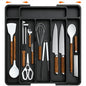 Expandable Silverware Drawer Organizer - BPA Free Flatware and Cutlery Holder, Adjustable Large Plastic Storage Tray for Kitchen Spoons Forks Knives, Black