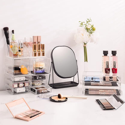 Sorbus Large Makeup Organizer - Clear Stackable Jewelry Makeup Organizer for Vanity, Bathroom Storage Display Case - 12 Drawers Cosmetic Beauty Organizers and Storage with Lipstick Makeup Brush Holder