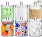 MateeyLife Qtip Holder 6 Pack, Acrylic Q-tip Dispenser for Cotton Pads, Swabs, Balls, Storage Containers for Organizing, Clear Bathroom Canisters with Lid, Apothecary Jars Home Decor Accessories Set