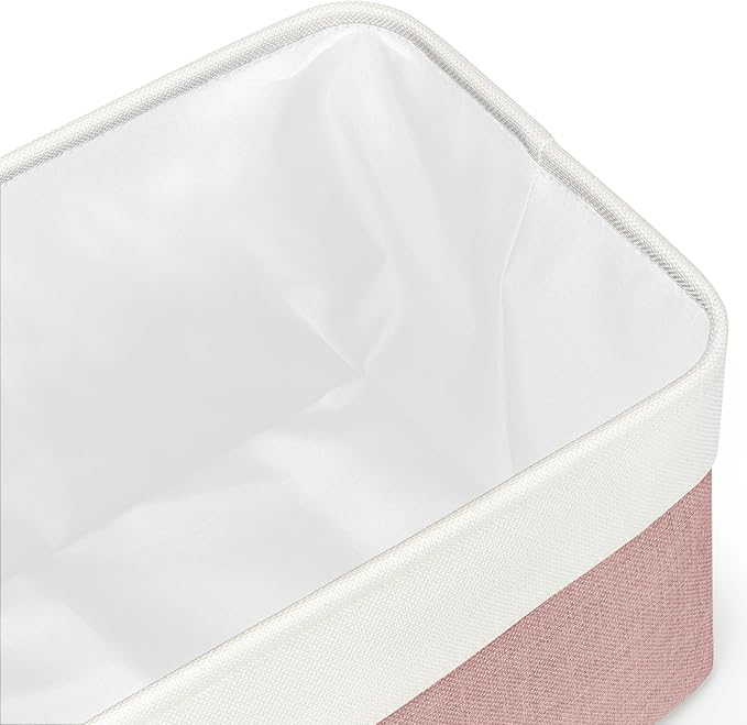 Foldable Storage Bin Collapsible Fabric Storage Basket Cube with Durable Handles Closet Organizer Bins for Organizing Shelves Drawers, Set of 3, 15" x 10" x 9.5", Pink