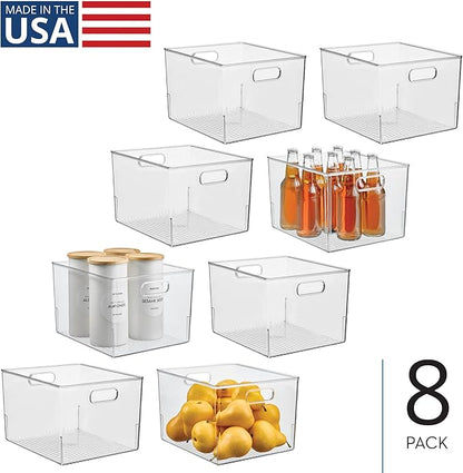 iDesign Storage Bins with Handles - Organize Kitchen, Bathroom, or Home Office - Set of 8 - Clear