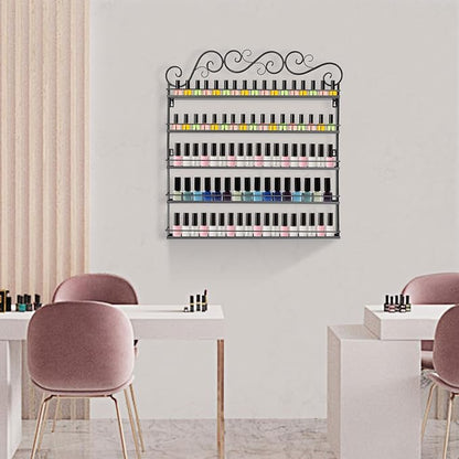 AngelcityCC 5 Tier Wall Mounted Metal Rack Shelf Versatile Organizer for Nail Polish Essential Oils for Home Nail Salon Spa Shops