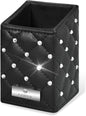 LORYP Makeup Brush Holder Crystal Brushes Cup Black PU Make up Brush Case Bag Storage for Women (Black)