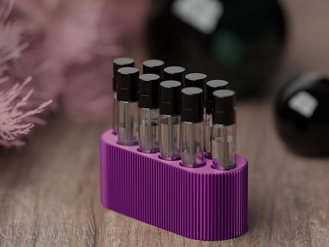 Perfume Sample Organizer for Bathroom or Vanity – Ideal Makeup and Skincare Storage, Desk and Bathroom Counter Organizer, Gift for Her (2mL Purple - Fits Mini Perfume Samples)